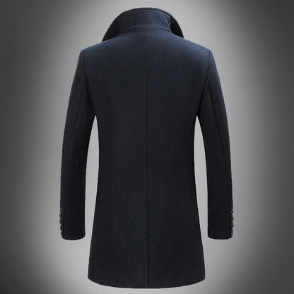 Heren Overjas Wool Warme Donkere Winterjas Slim Fit