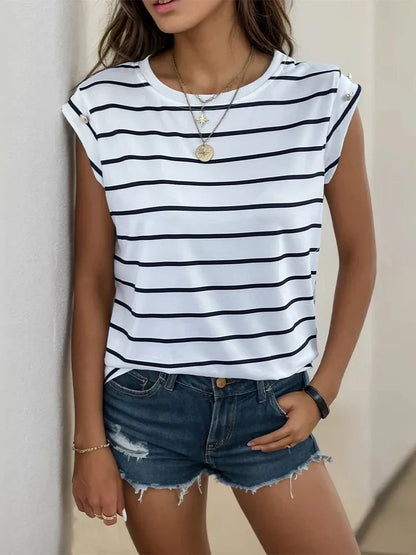 Retro Zomer Top voor Dames Gestreept Koreaanse Stijl
