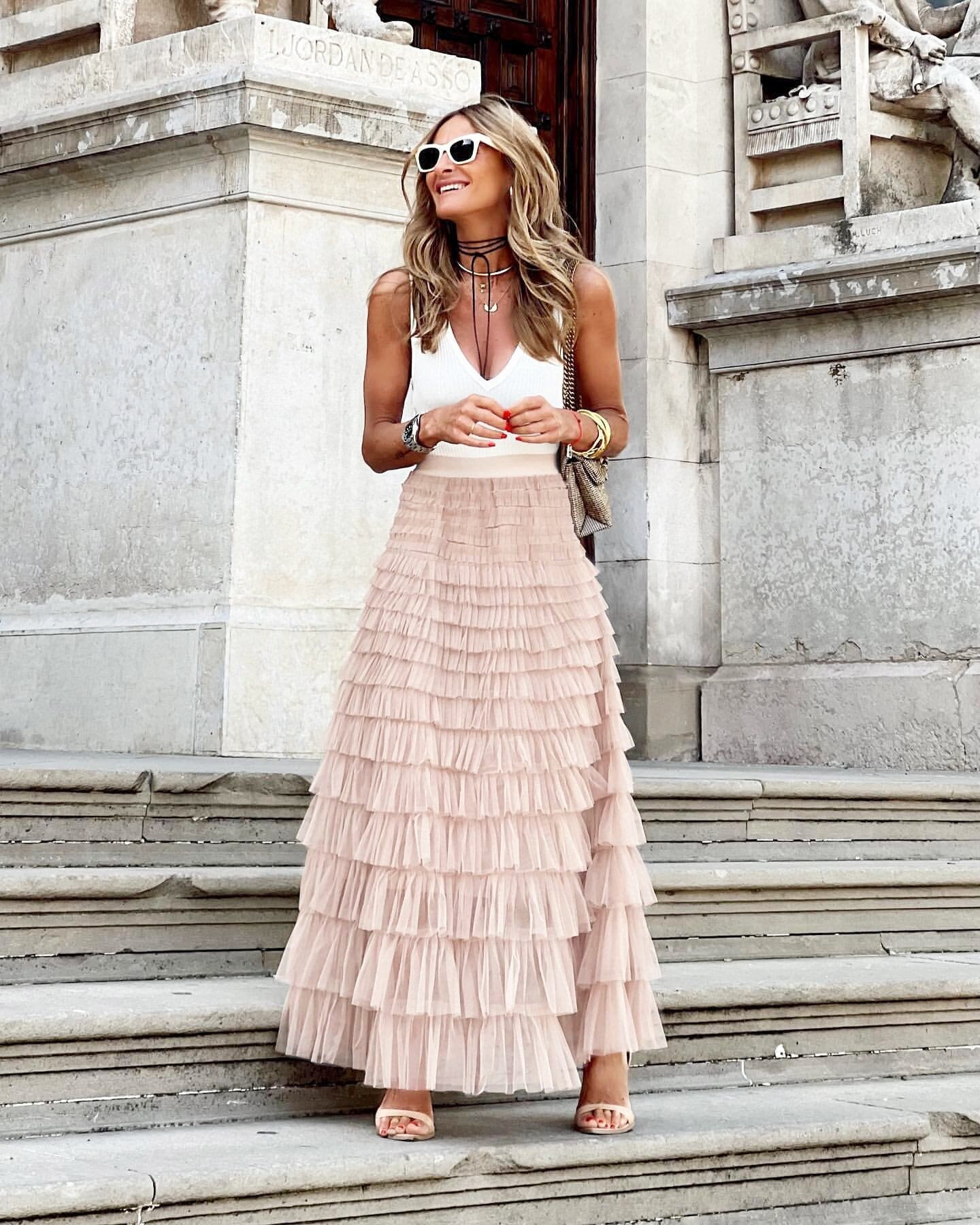 Maxi Rok van Tule met Elastische Waistband