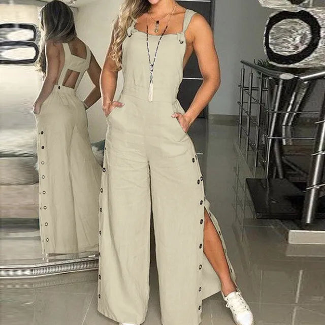 Jumpsuit met Knopen en Zakken Voor Vrouw