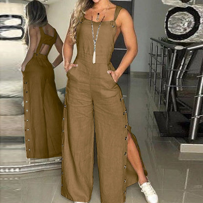 Jumpsuit met Knopen en Zakken Voor Vrouw