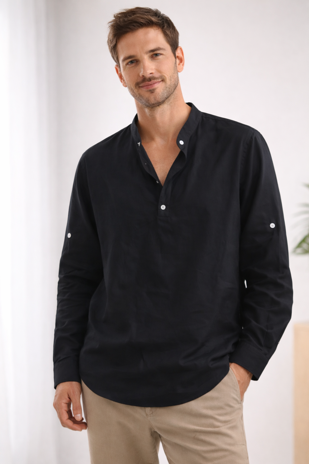 Herenshirt Lange Mouw Casual Stijl