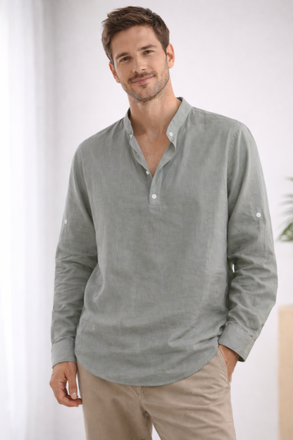 Herenshirt Lange Mouw Casual Stijl