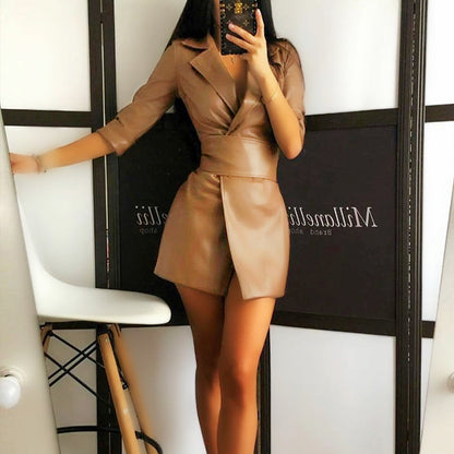Vrouwelijke Romper Jumpsuit Caramelkleur Elegante Zomerjurk