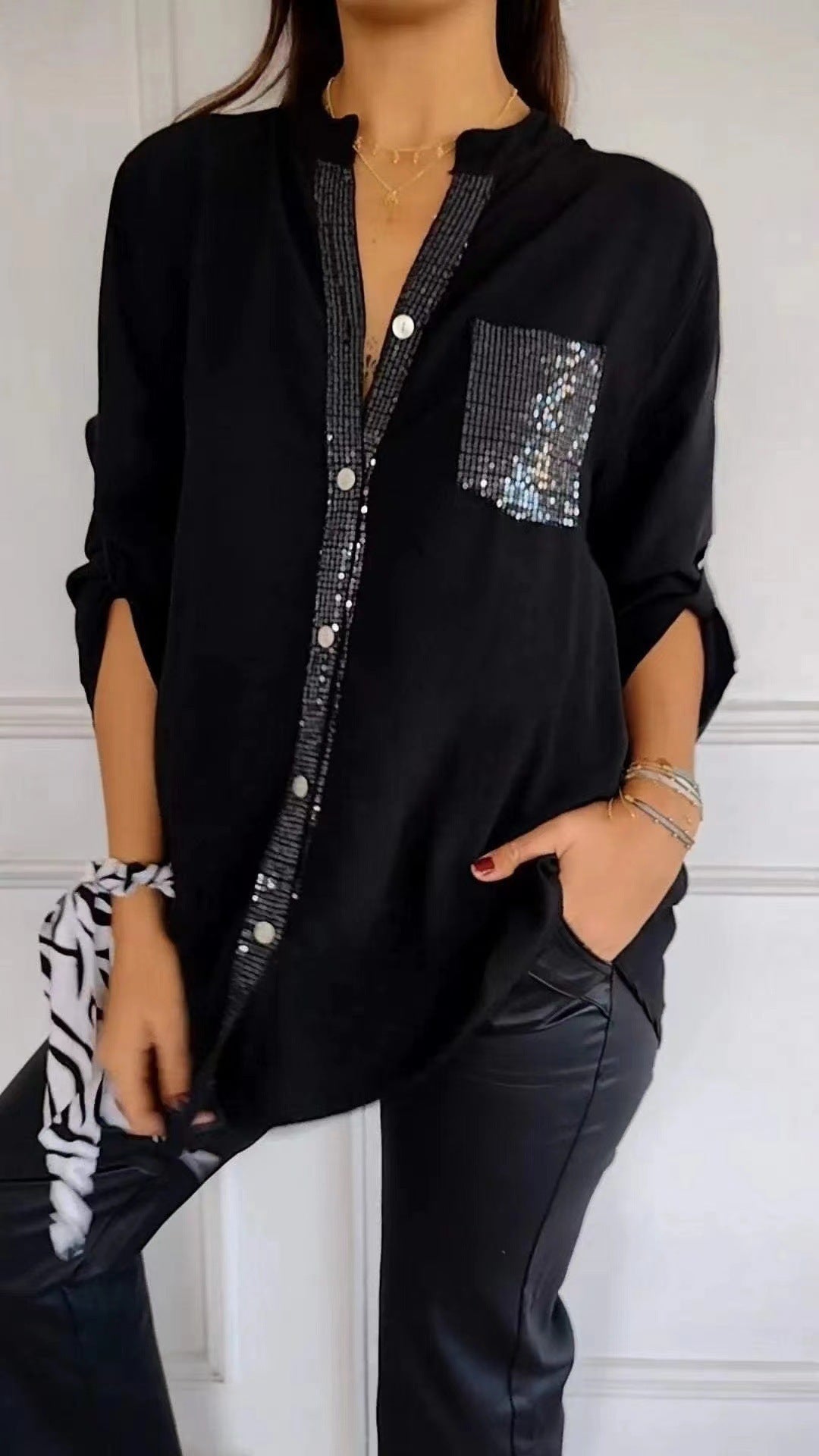 Dames Blouse met Pailletten en Glitter