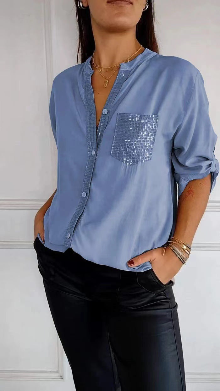 Dames Blouse met Glitter Pailletten Mooi Feestelijk