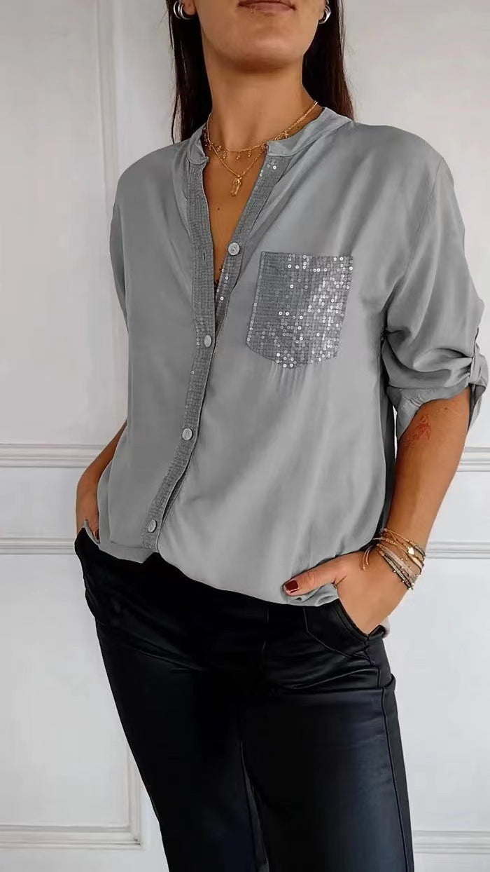 Dames Blouse met Glitter Pailletten Mooi Feestelijk