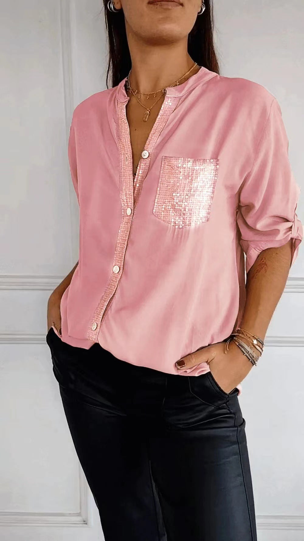 Dames Blouse met Glitter Pailletten Mooi Feestelijk