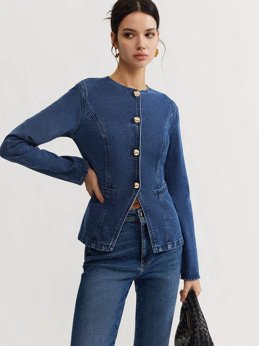 Dames Denim Jasje Slim Fit Blauw Jeansjasje - StudioMarella