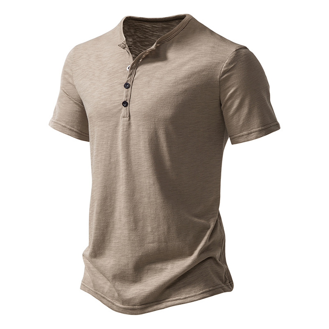 Heren T-Shirt Henley Klassiek Comfortabel