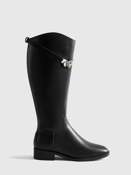 Kniehoge Laarzen met Riem voor Dames - Modieus Hak Schoenen - StudioMarella