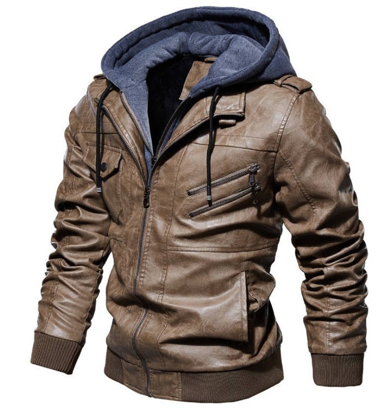 Kivits | Comfortabel leren jack met capuchon 1
