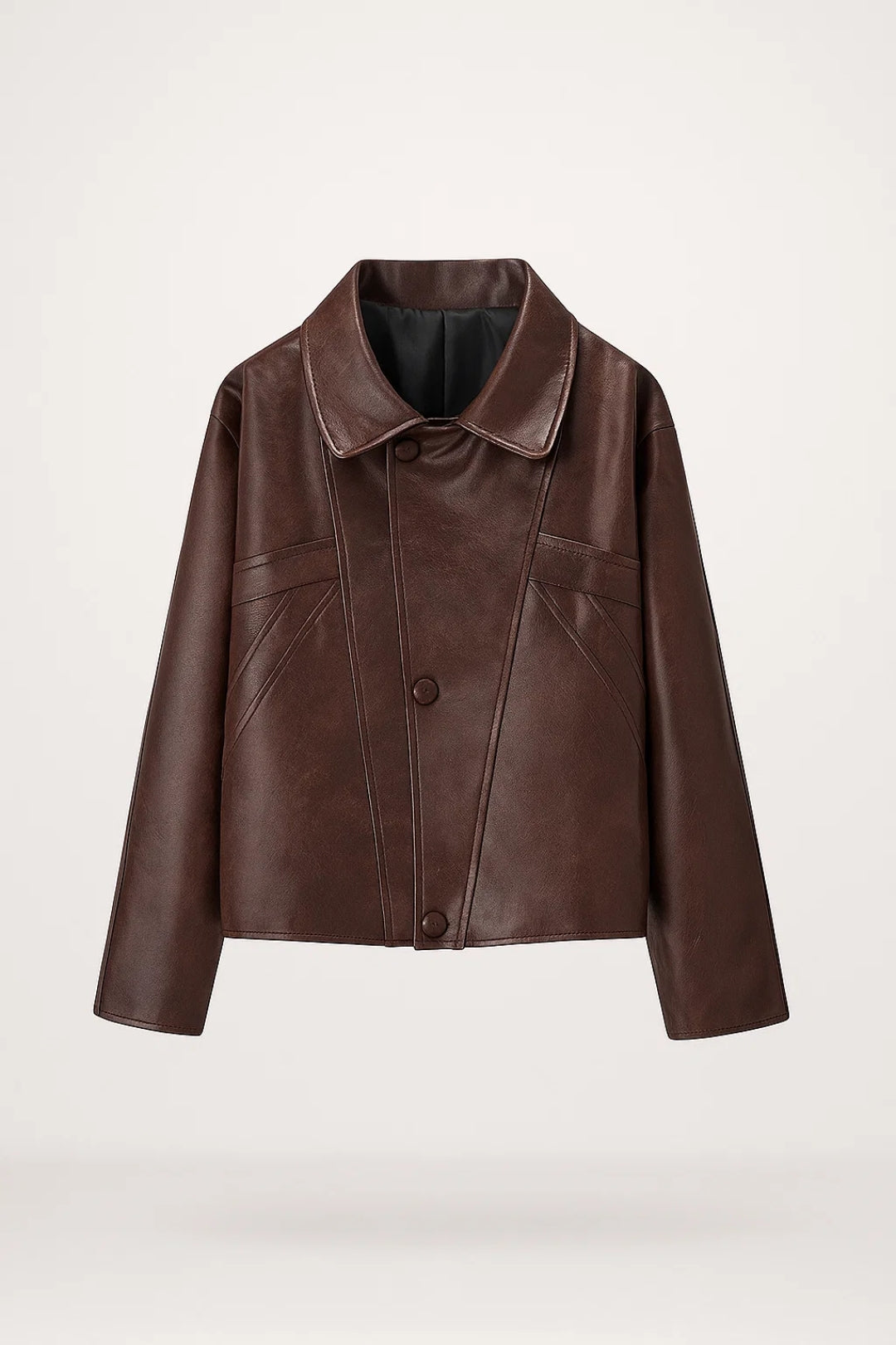 Dames Bikerjas - Oversized Crop met Kraag en Knoopsluiting - StudioMarella