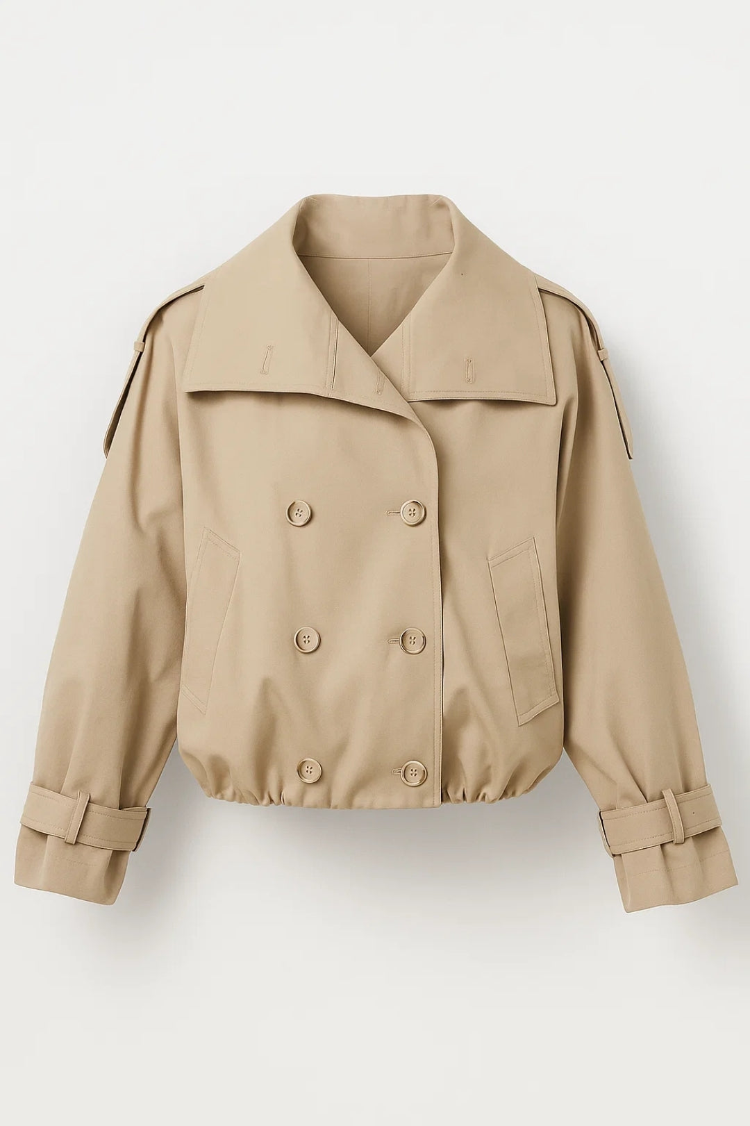 Dames Trenchcoat Kort Model Dubbele Knopen Casual Stijl - StudioMarella