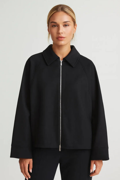 Dames Jas Korte Oversized Met Puntkraag Casual - StudioMarella