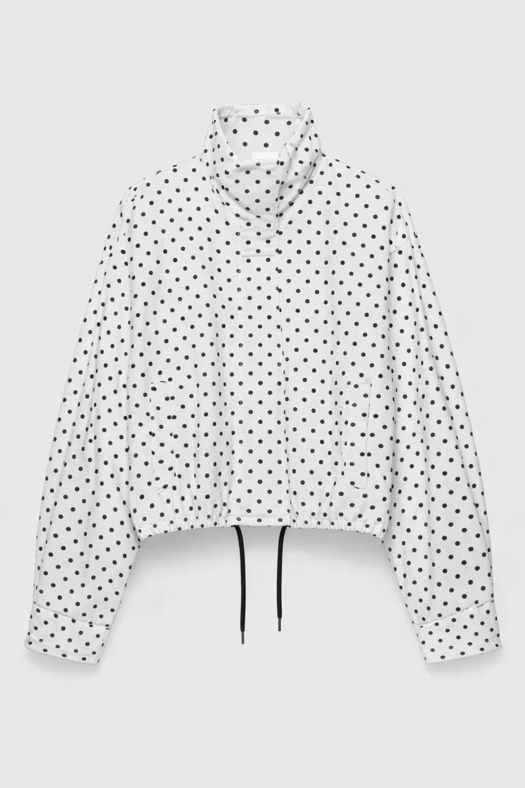 Dames Jas Kort Oversized Stippenprint Opstaande Kraag - StudioMarella