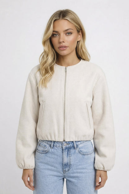 Dames Korte Jas Oversized Met Rits Casual LOOK