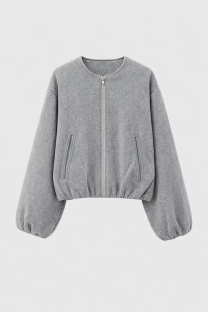 Dames Korte Jas Oversized Met Rits Casual LOOK