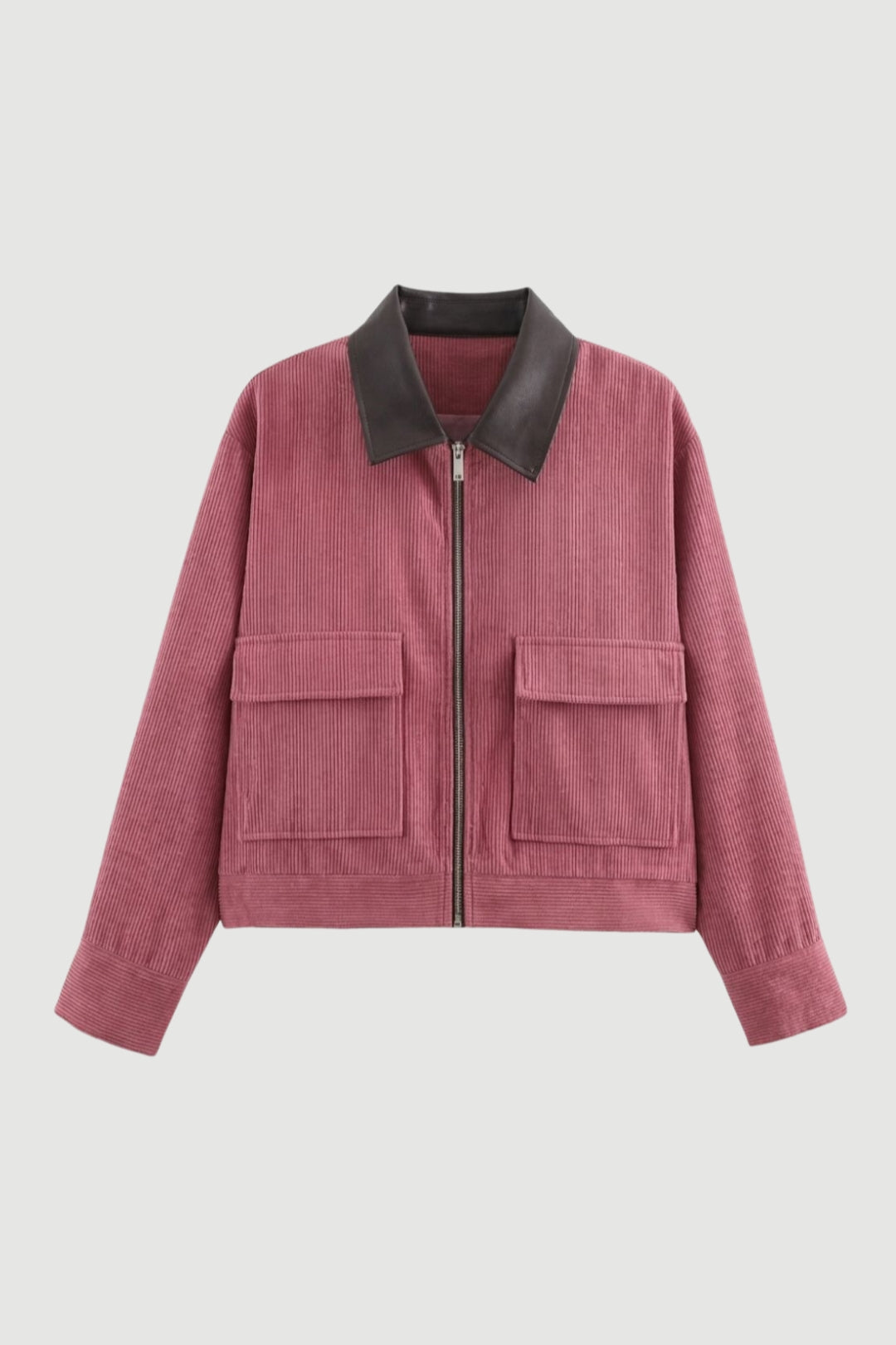 Dames Jas Kort Oversized met Contrasterende Kraag - StudioMarella