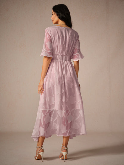 Kyla Midi Jurk | Elegante Fladdermouwen en Kant 3