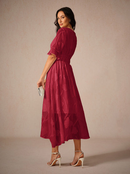 Kyla Midi Jurk | Elegante Fladdermouwen en Kant 5