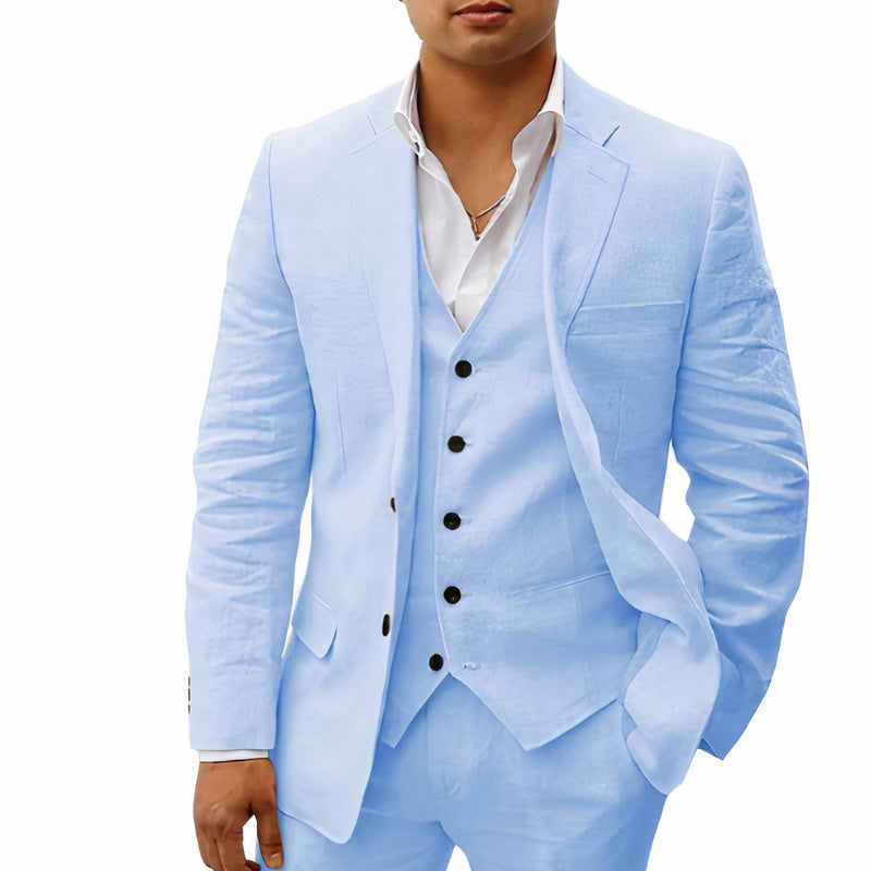 Heren 3-Delig Pak Slim Fit Blazer Gilet Pantalon Formal Bruin