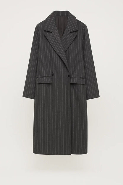 Dames Jas Oversized Krijtstreep Lange Model - StudioMarella