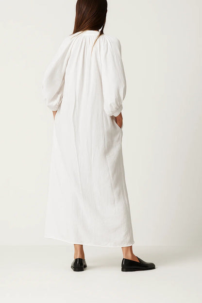 Dames Maxi Jurk Oversized met Knoopsluiting Casual Stijl