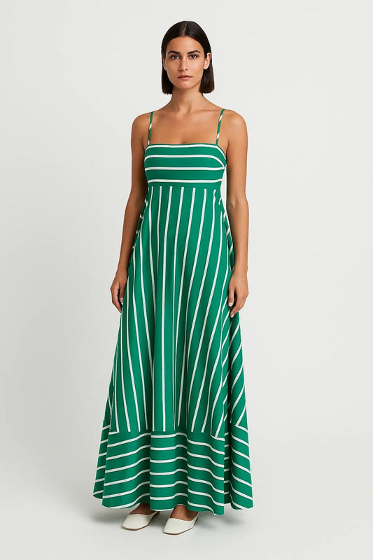 Zomerjurk Dames Smalle Bandjes Streepprint Maxi - StudioMarella