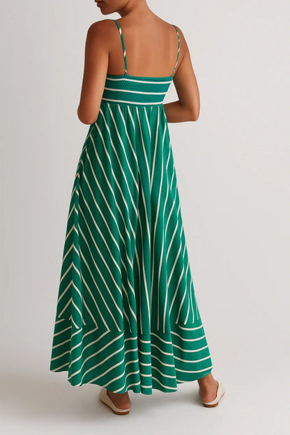 Zomerjurk Dames Smalle Bandjes Streepprint Maxi