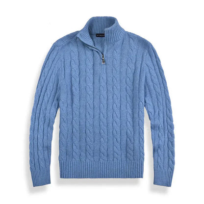 Heren Trui Kabelgebreid Half-Zip met Hoge Kraag Stijlvol