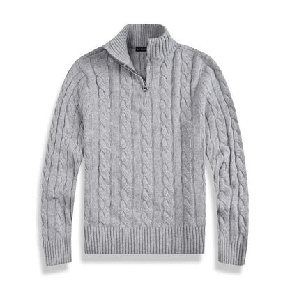 Heren Trui Kabelgebreid Half-Zip met Hoge Kraag Stijlvol