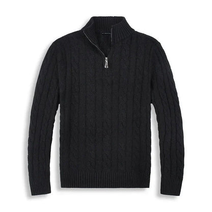 Heren Trui Kabelgebreid Half-Zip met Hoge Kraag Stijlvol