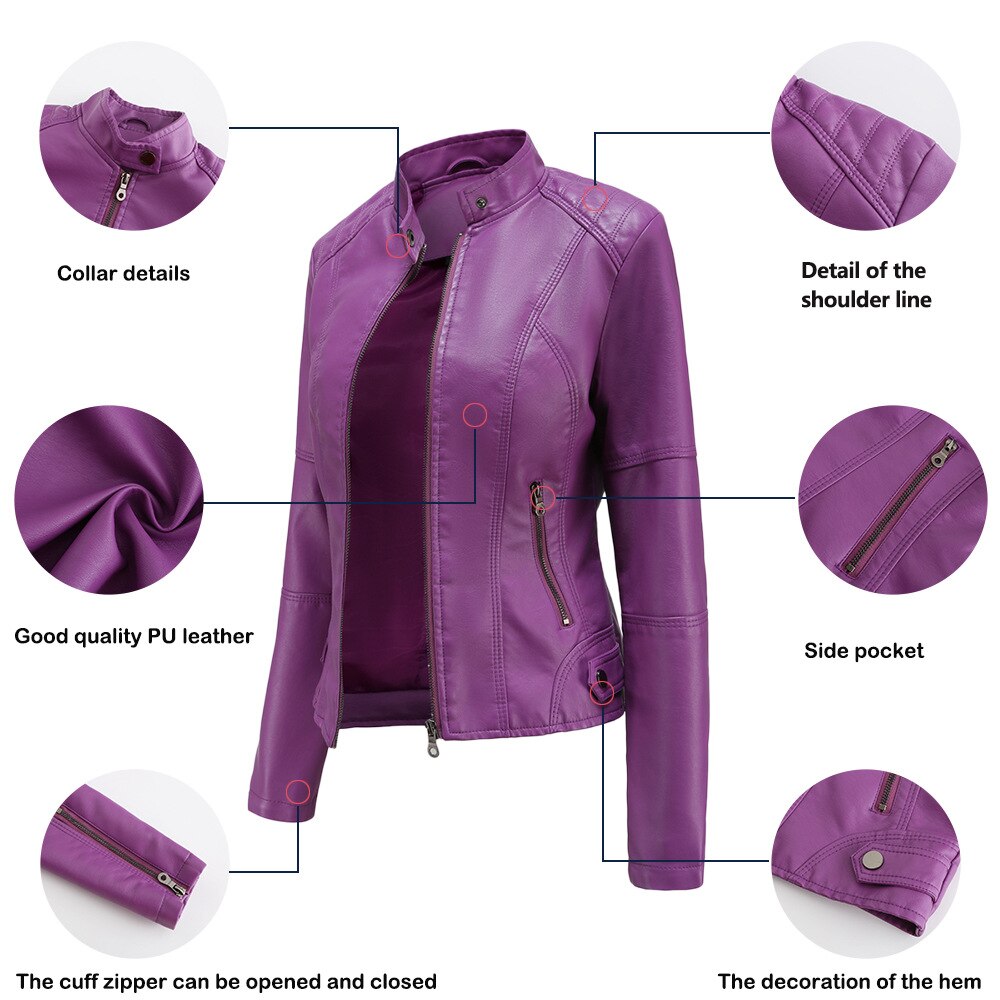 Dames Bikerjack – Kunstleer Jas Slim Fit Modern Design