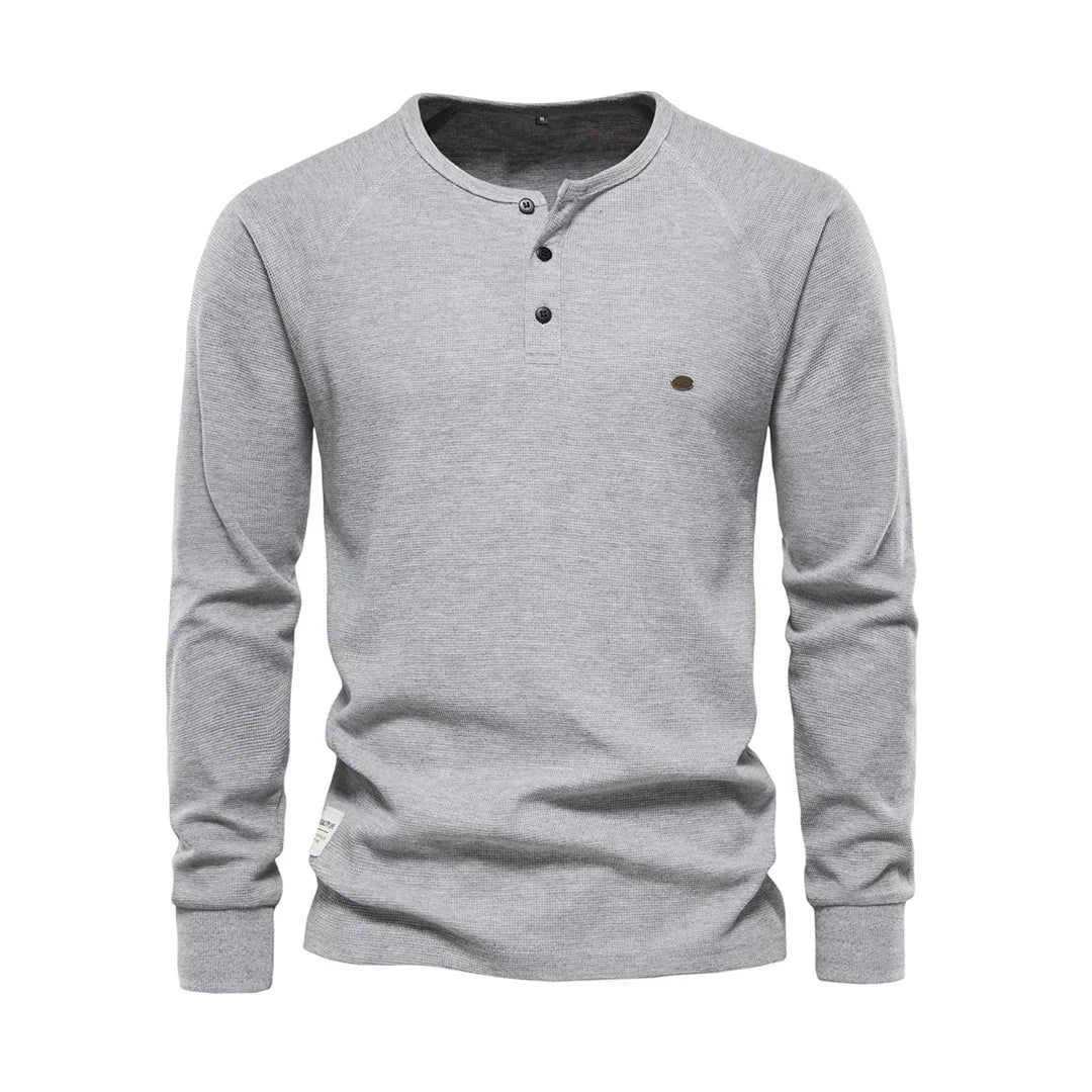 Heren Henley Shirt Lange Mouwen Casual Basic Streetwear