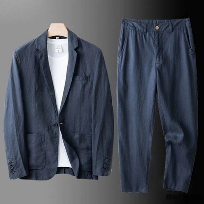 LinoStyle | Luxe Lichtgewicht Tailored Fit Mannen Linnenset 7
