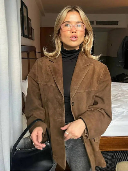 Herfstjas Dames Elegante Warme Sienna Stijl - StudioMarella