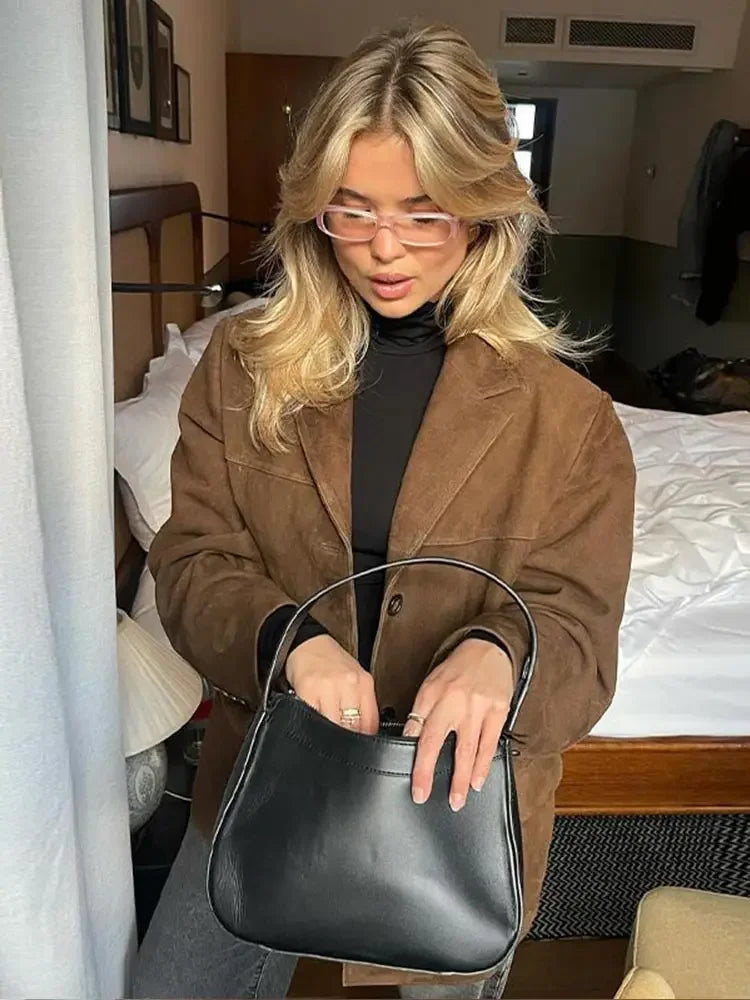 Herfstjas Dames Elegante Warme Sienna Stijl