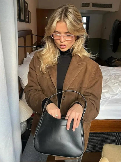 Herfstjas Dames Elegante Warme Sienna Stijl