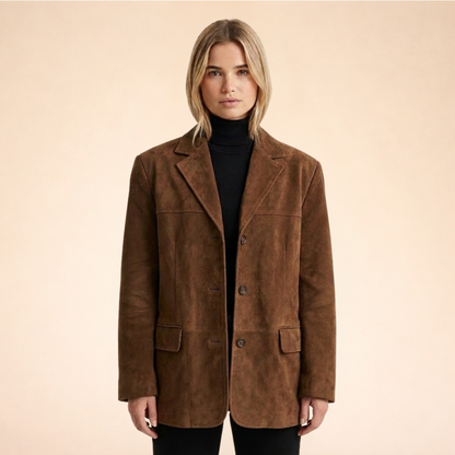 Herfstjas Dames Elegante Warme Sienna Stijl