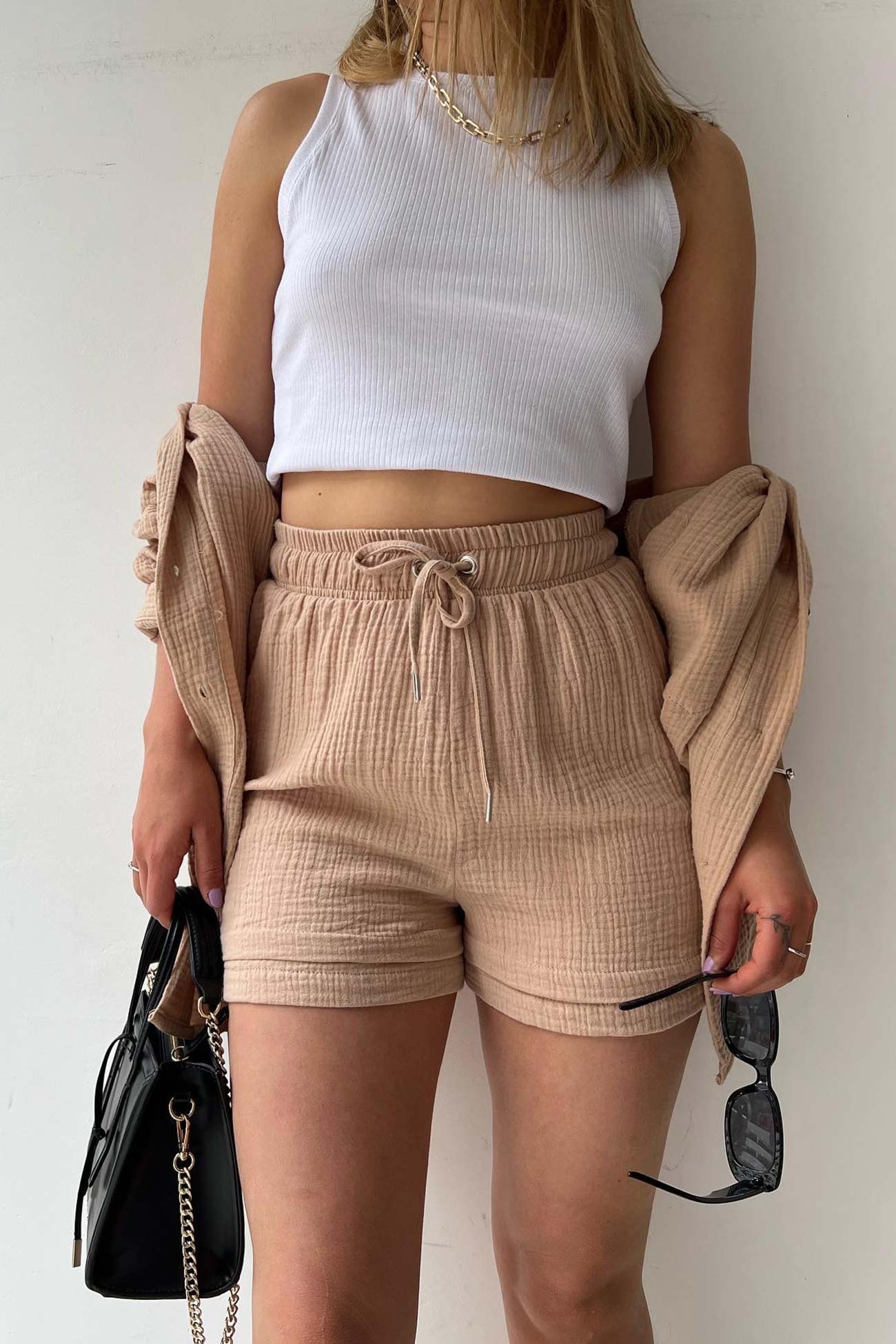 Zomer Short Set Lange Mouwen Shirt Voor Dames