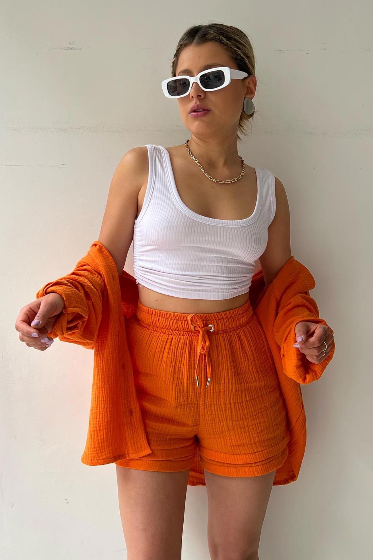 Zomer Short Set Lange Mouwen Shirt Voor Dames