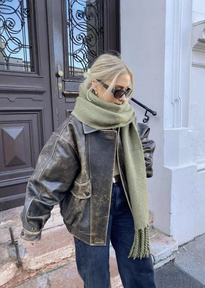 Leren Jas Dames Vintage Look Gewassen Leer