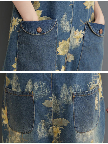 Jumpsuit voor Dames Zomerse Blauwe Denim Broekpak