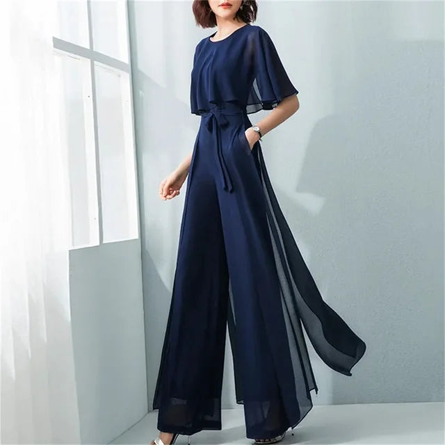 Zomer Jumpsuit Lotusblad Mouwen Bloemendruk - StudioMarella