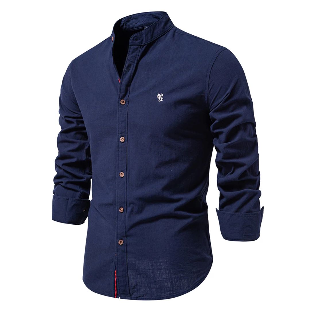 Elegante Heren Overhemd met Lange Mouwen en Hoge Boord - StudioMarella