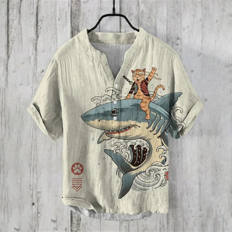 Katten Overhemd Mannen Met Leuke Print