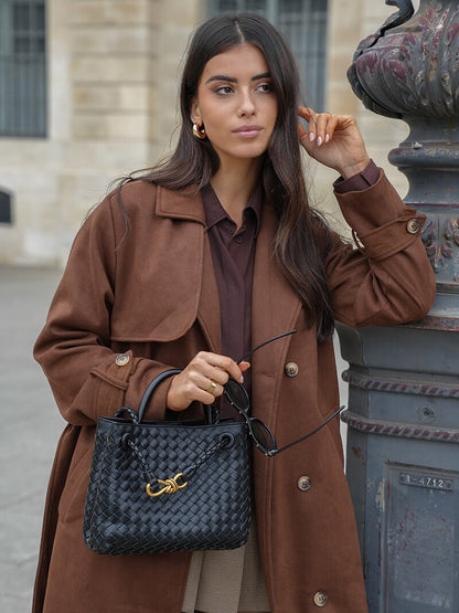Dames Handtas Gevlochten Leder Look Elegance