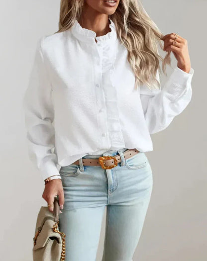 Dames Blouse Met Rimpels Regular Fit