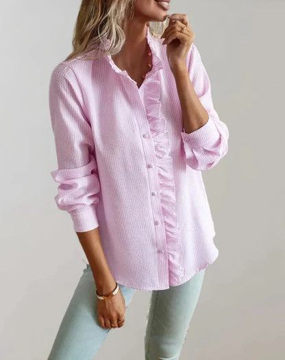 Dames Blouse Met Rimpels Regular Fit